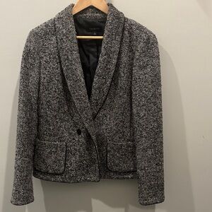 Talbots Black & White Tweed Blazer w/black Piping Trim Career Ready!